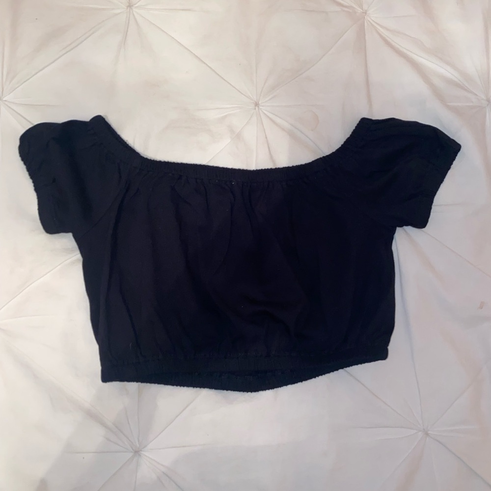 Black Off-Shoulder Crop Top